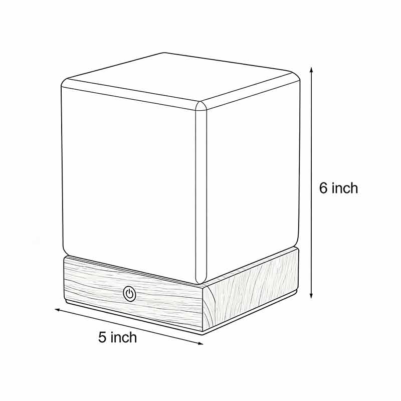 Modern Square Wooden LED Ambient Table Lamp for Bedroom or Living Room