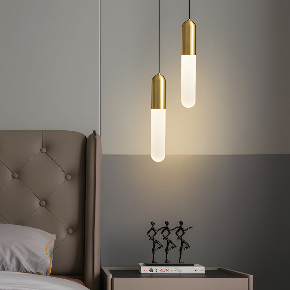 Long Copper Acrylic 3-Step Dimming Pendant Light for Modern Spaces
