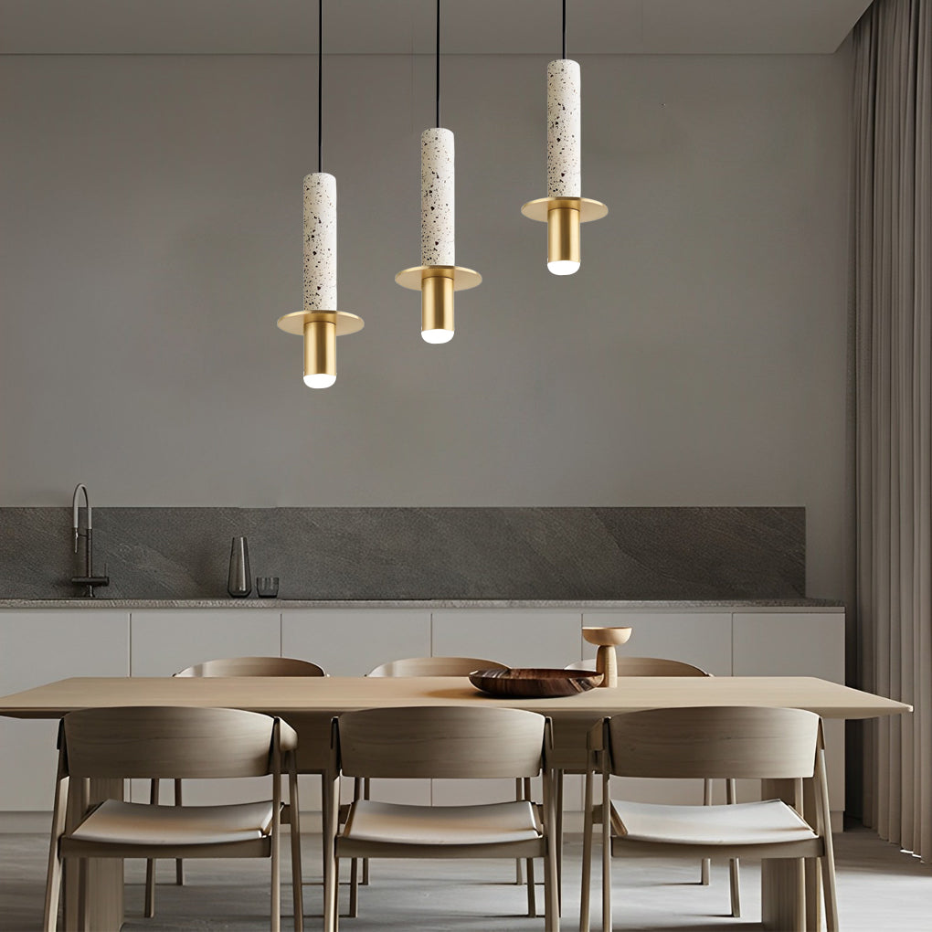 Post-Modern Elongated Terrazzo LED Chandelier for Living Room Decor
