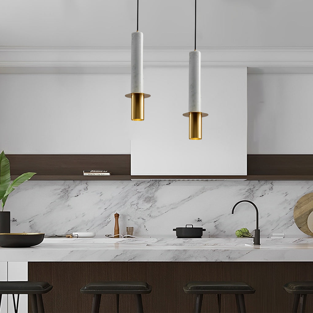 Post-Modern Elongated Terrazzo LED Chandelier for Living Room Decor