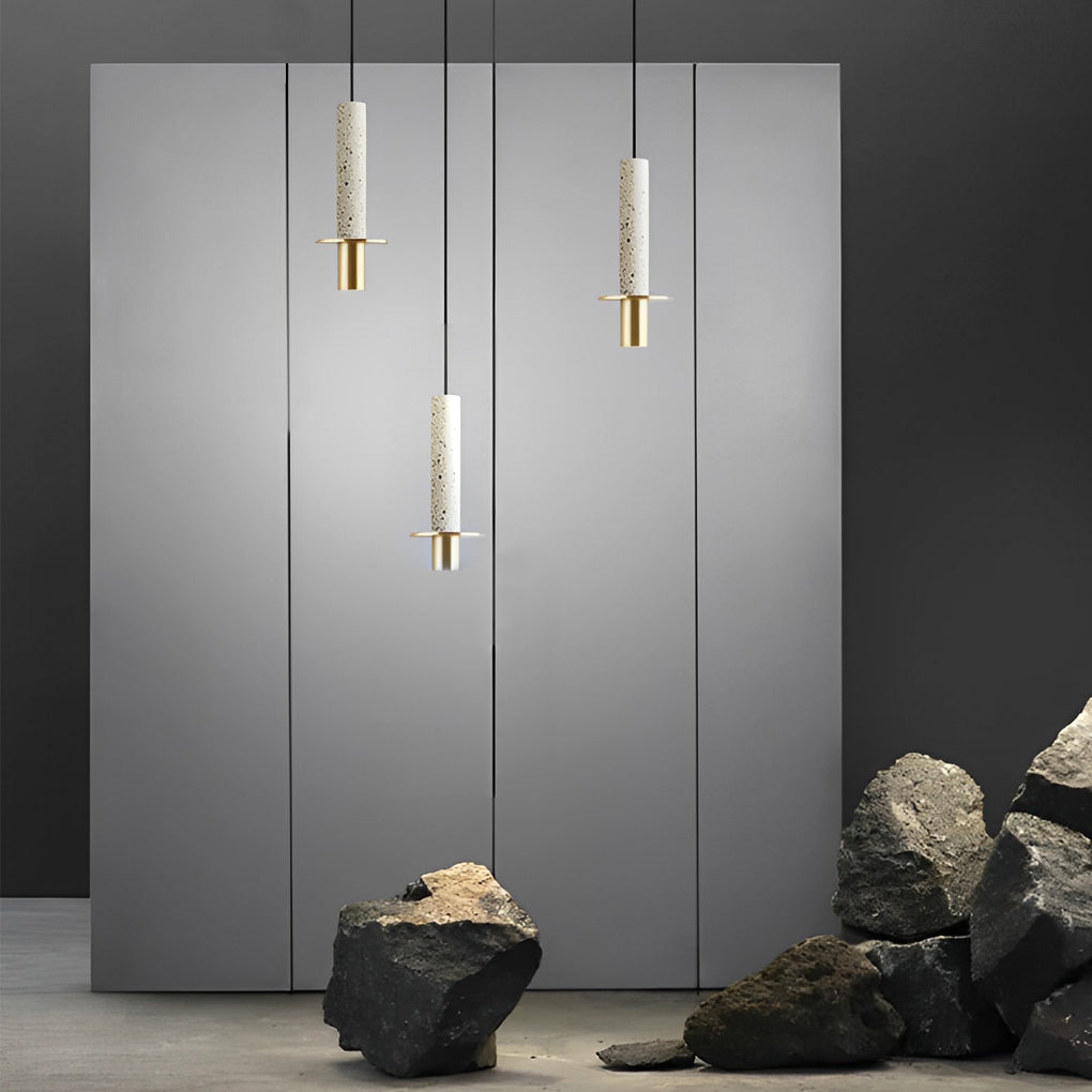 Post-Modern Elongated Terrazzo LED Chandelier for Living Room Decor