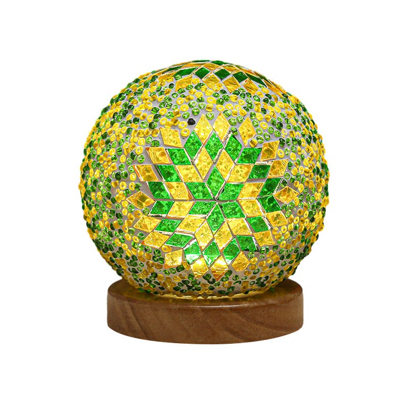 Vibrant Mosaic Stained Glass LED Table Lamp for Living Room Decor