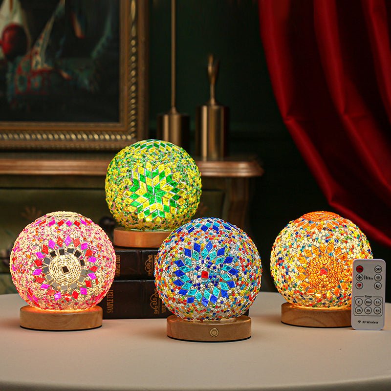 Vibrant Mosaic Stained Glass LED Table Lamp for Living Room Decor