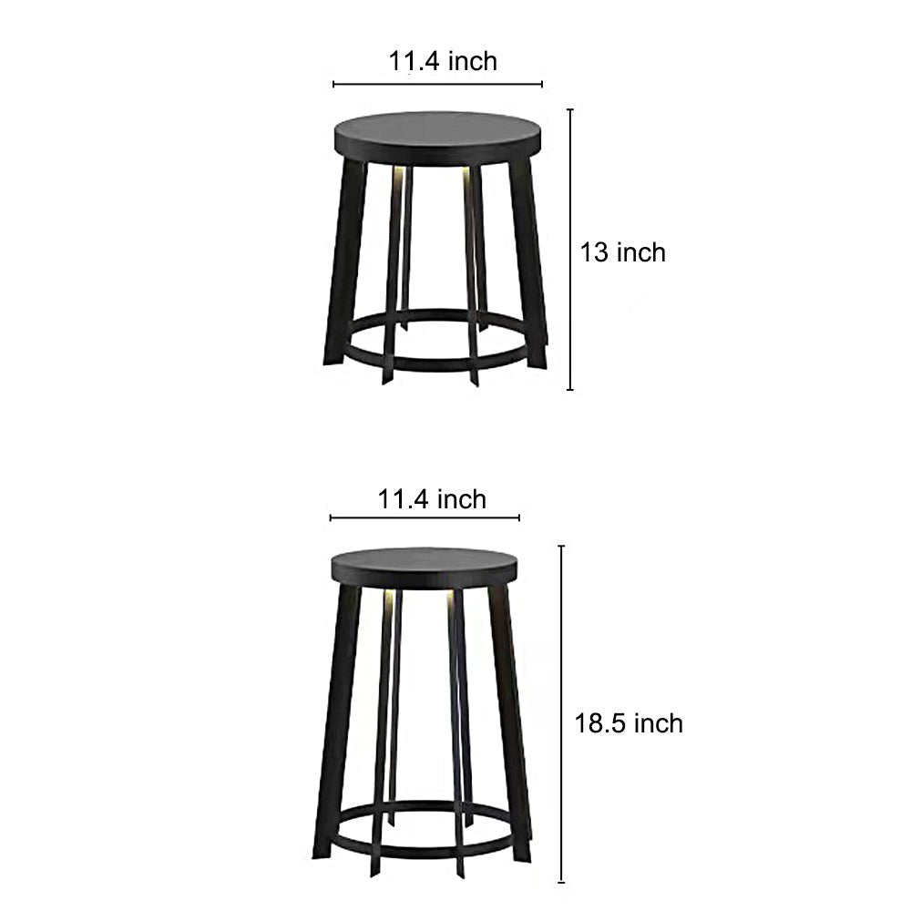 Stainless Steel Outdoor Round Stool Solar LED Light for Patios & Gardens