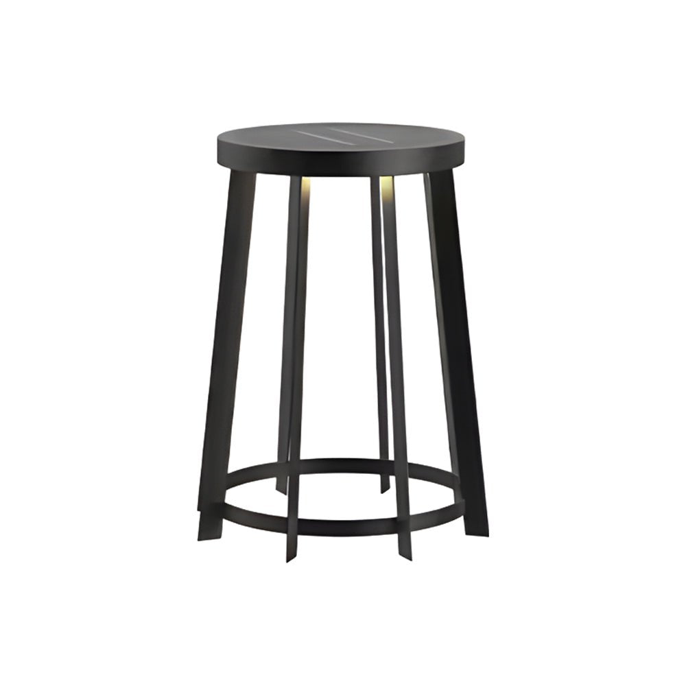Stainless Steel Outdoor Round Stool Solar LED Light for Patios & Gardens