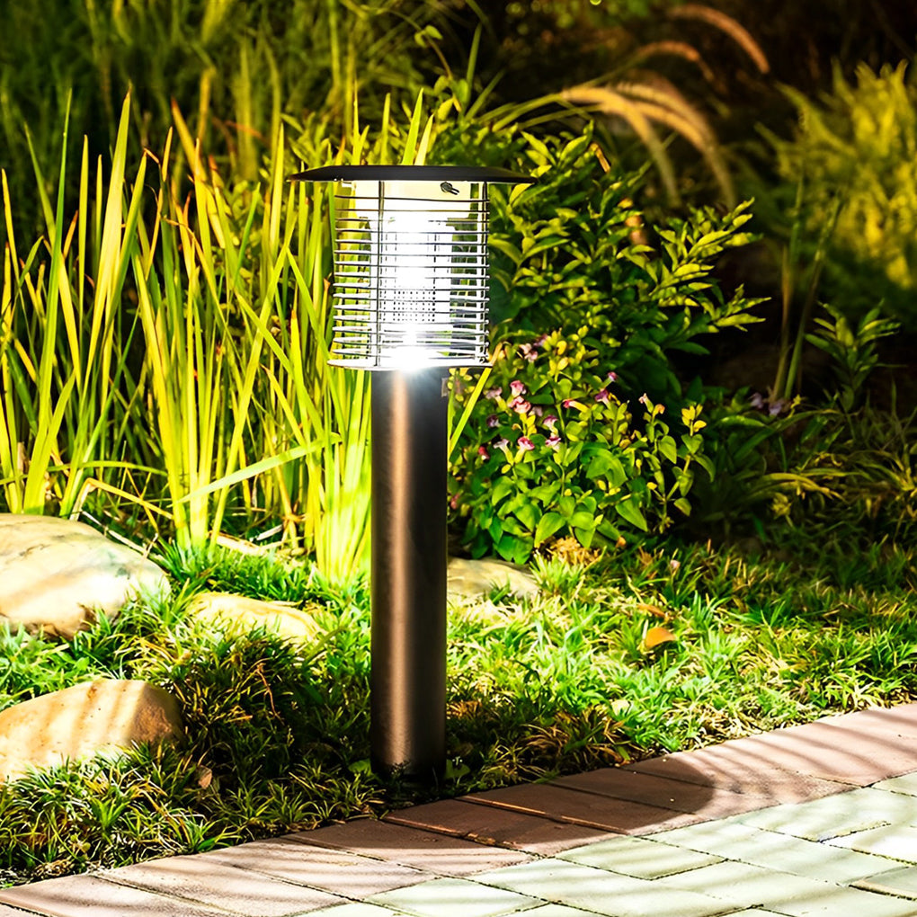 Purple Solar-Powered Bug Zapper Lamp for Outdoor Garden & Patio Use