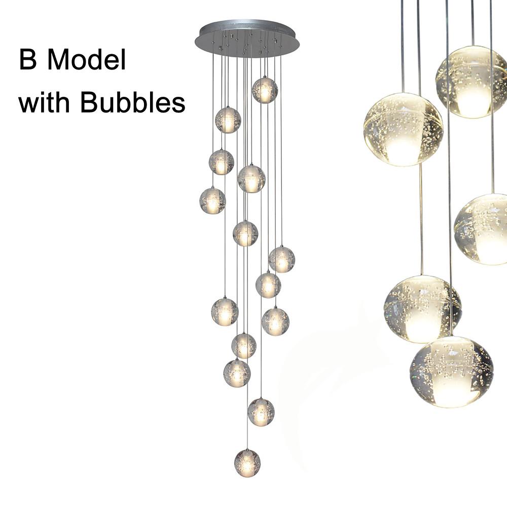 Modern Crystal Round Ball Chandelier Pendant Light for Staircase Decor