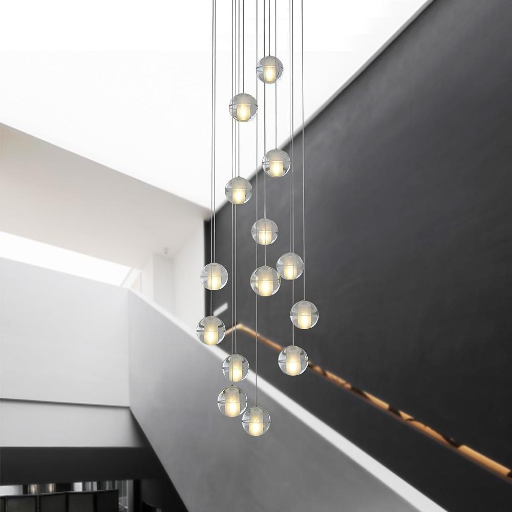 Modern Crystal Round Ball Chandelier Pendant Light for Staircase Decor