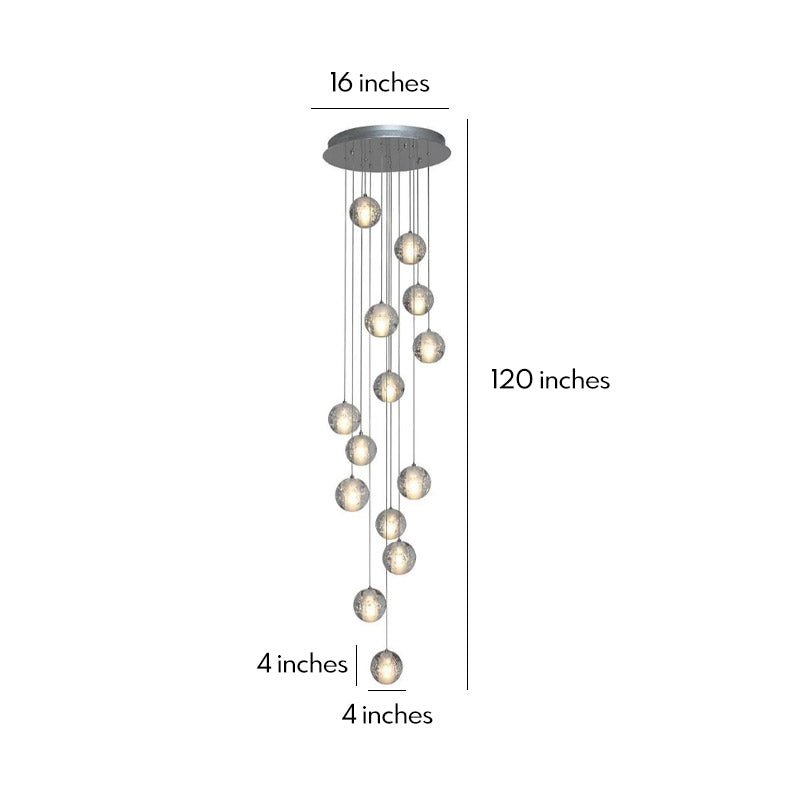 Modern Crystal Round Ball Chandelier Pendant Light for Staircase Decor