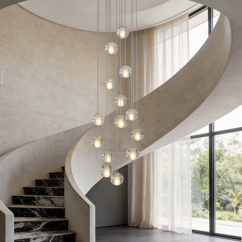 Modern Crystal Round Ball Chandelier Pendant Light for Staircase Decor
