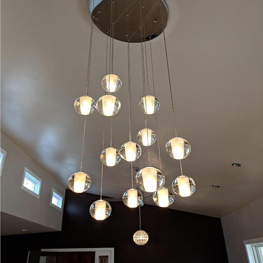 Modern Crystal Round Ball Chandelier Pendant Light for Staircase Decor