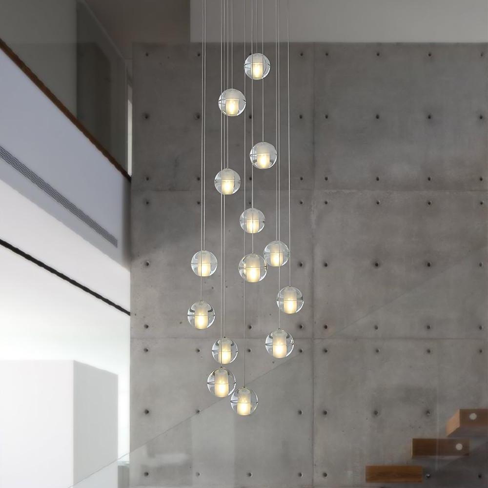 Modern Crystal Round Ball Chandelier Pendant Light for Staircase Decor
