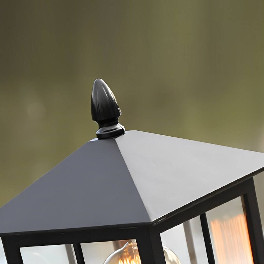 Traditional Black Waterproof LED Stone Light Pillar for Outdoor Use