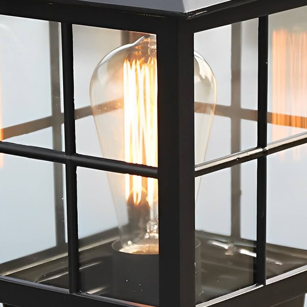 Traditional Black Waterproof LED Stone Light Pillar for Outdoor Use