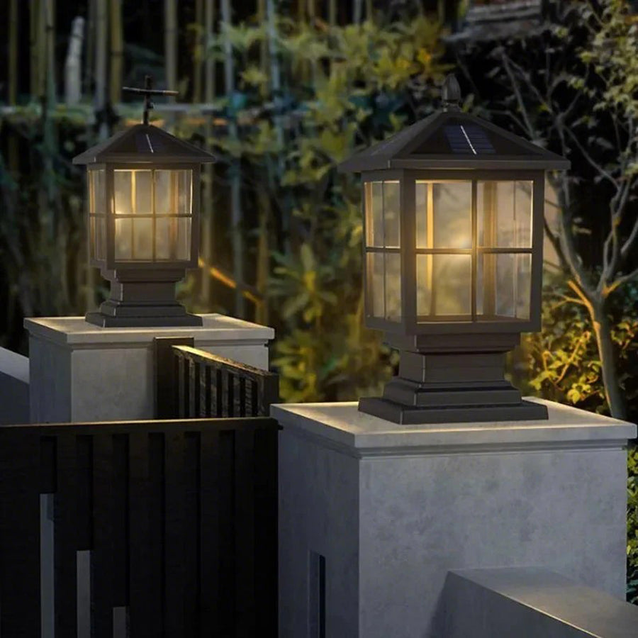 Traditional Black Waterproof LED Stone Light Pillar for Outdoor Use
