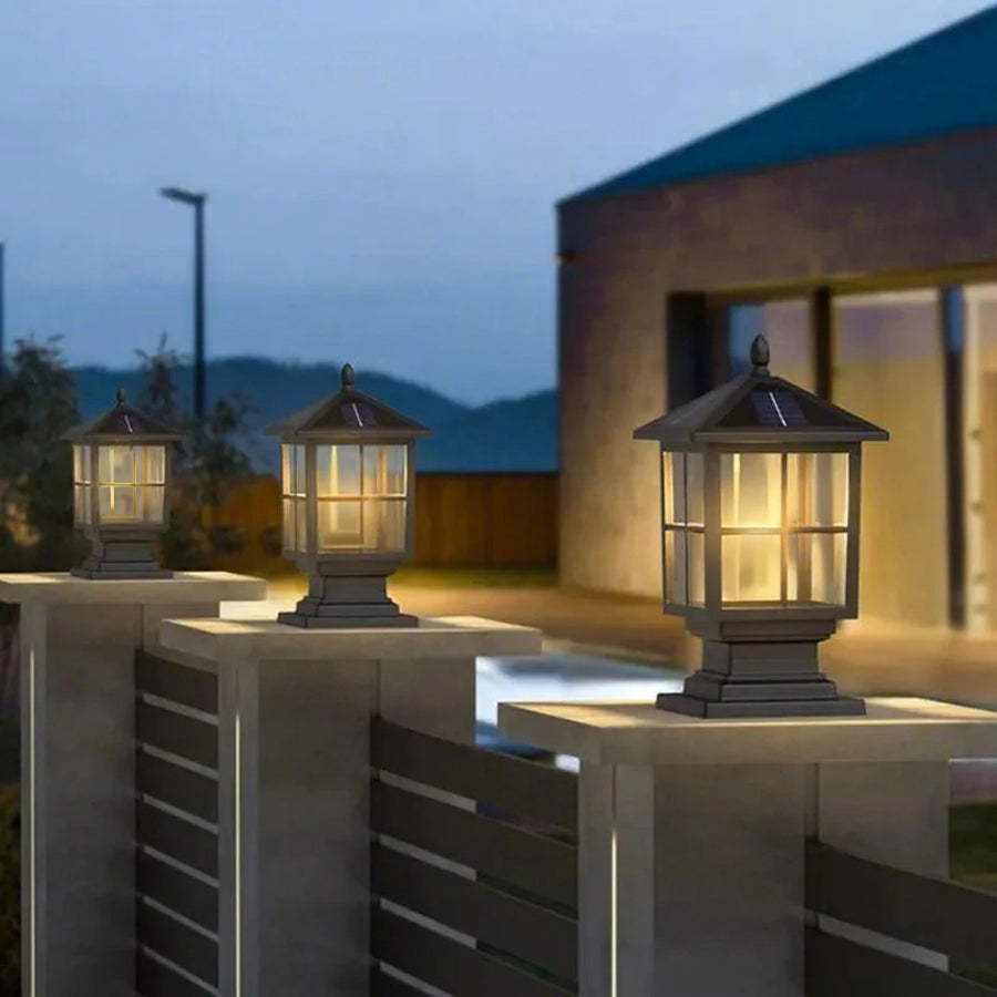 Traditional Black Waterproof LED Stone Light Pillar for Outdoor Use