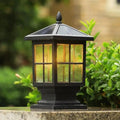 Traditional Black Waterproof LED Stone Light Pillar for Outdoor Use