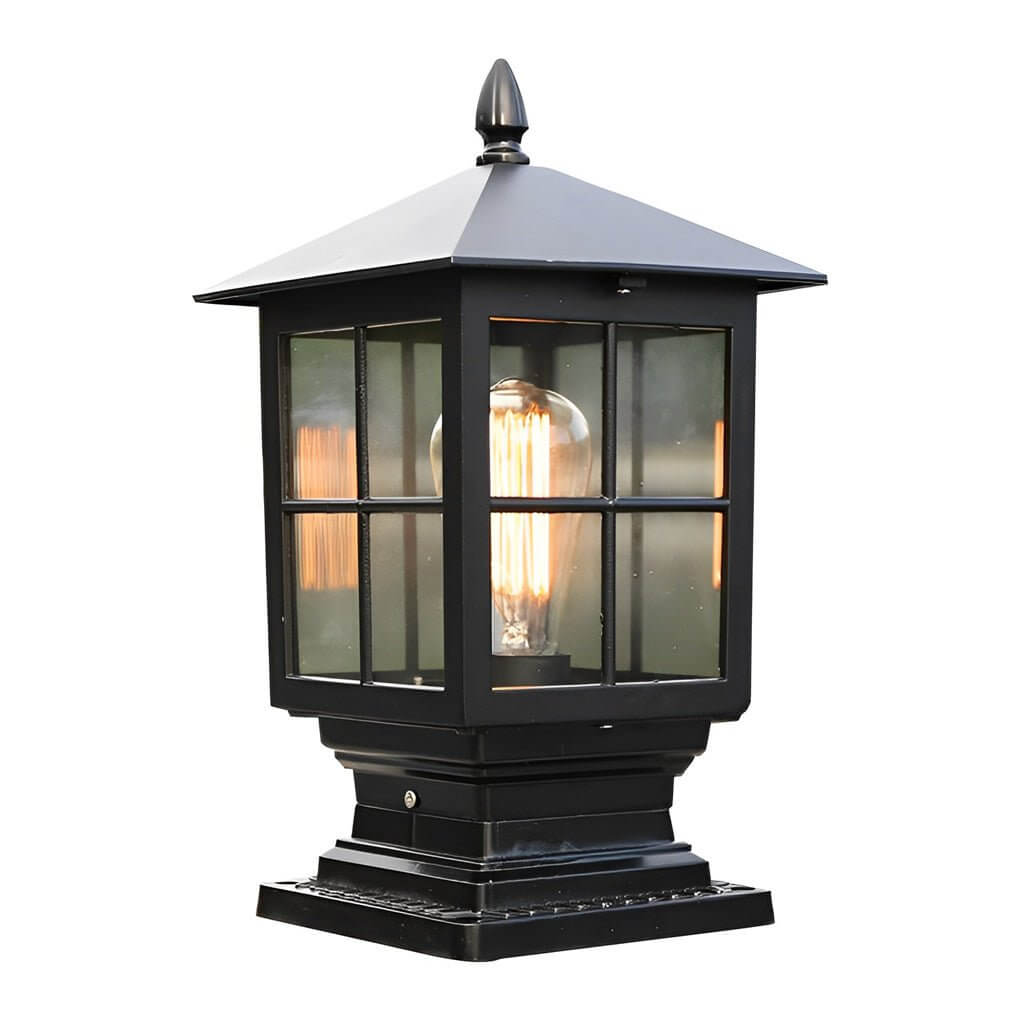 Traditional Black Waterproof LED Stone Light Pillar for Outdoor Use