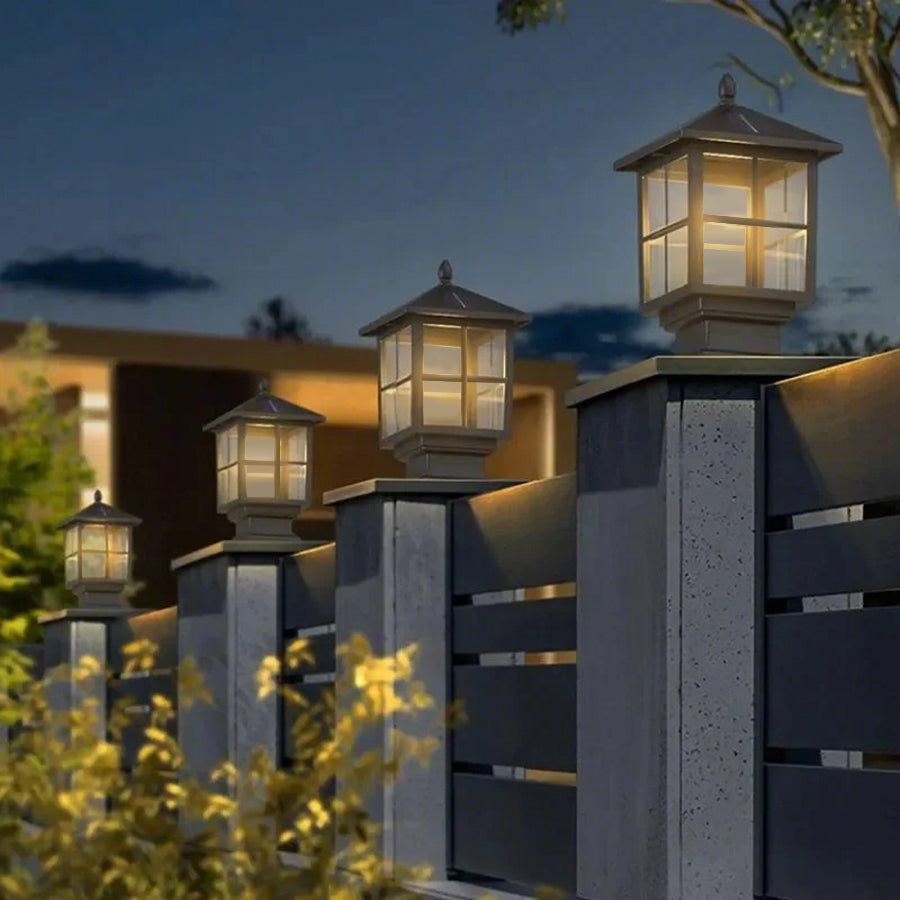 Traditional Black Waterproof LED Stone Light Pillar for Outdoor Use