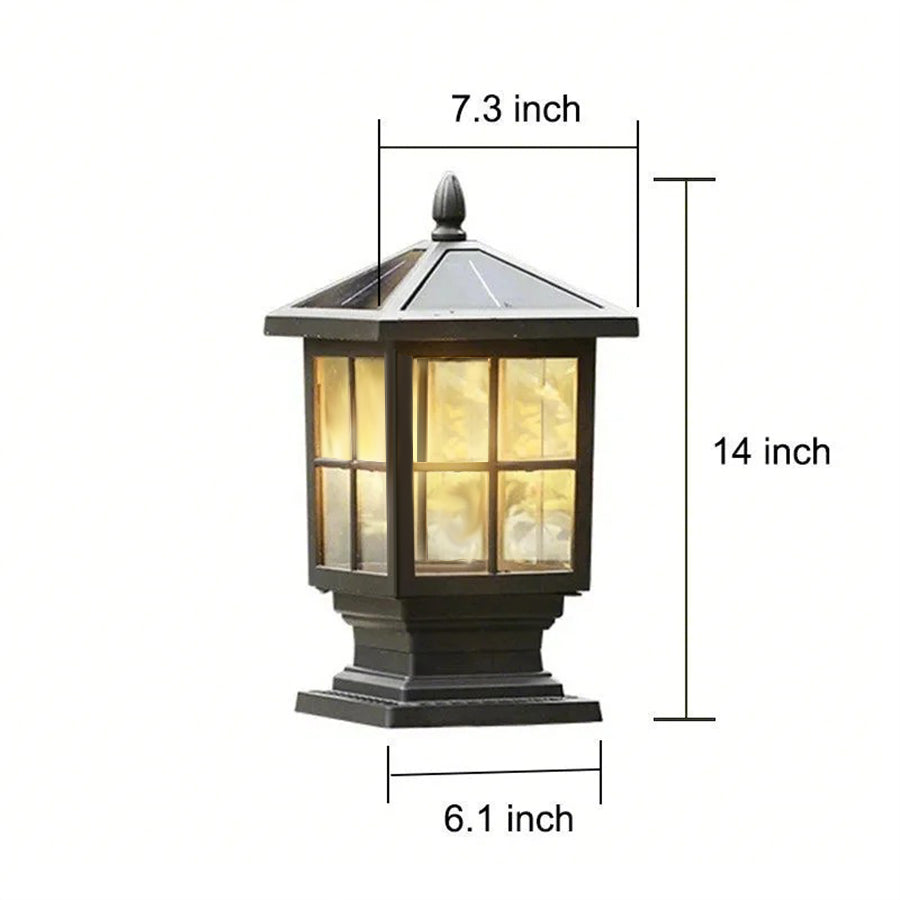 Traditional Black Waterproof LED Stone Light Pillar for Outdoor Use