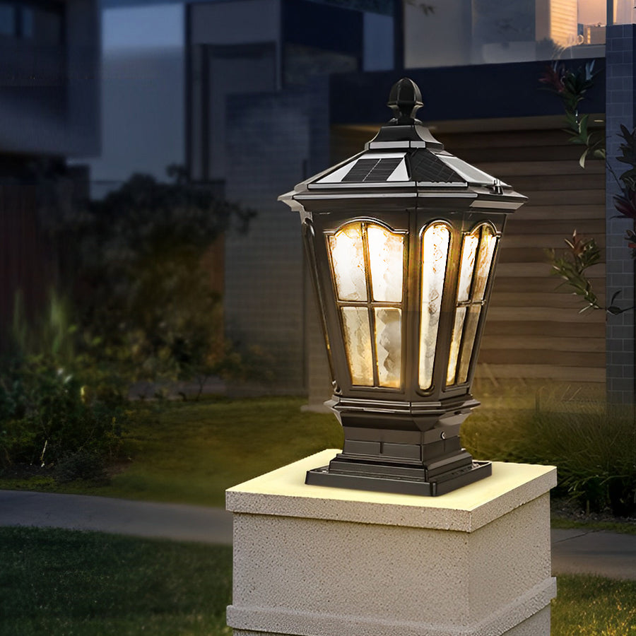 Vintage Stone LED Pillar Light Fixture for Outdoor Pavilion Spaces