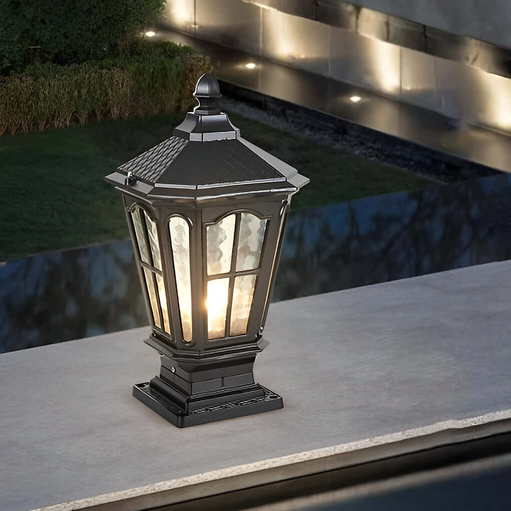 Vintage Stone LED Pillar Light Fixture for Outdoor Pavilion Spaces