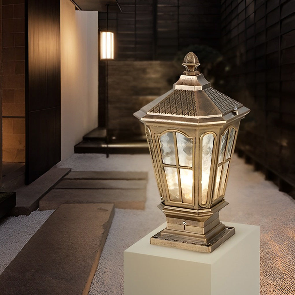 Vintage Stone LED Pillar Light Fixture for Outdoor Pavilion Spaces