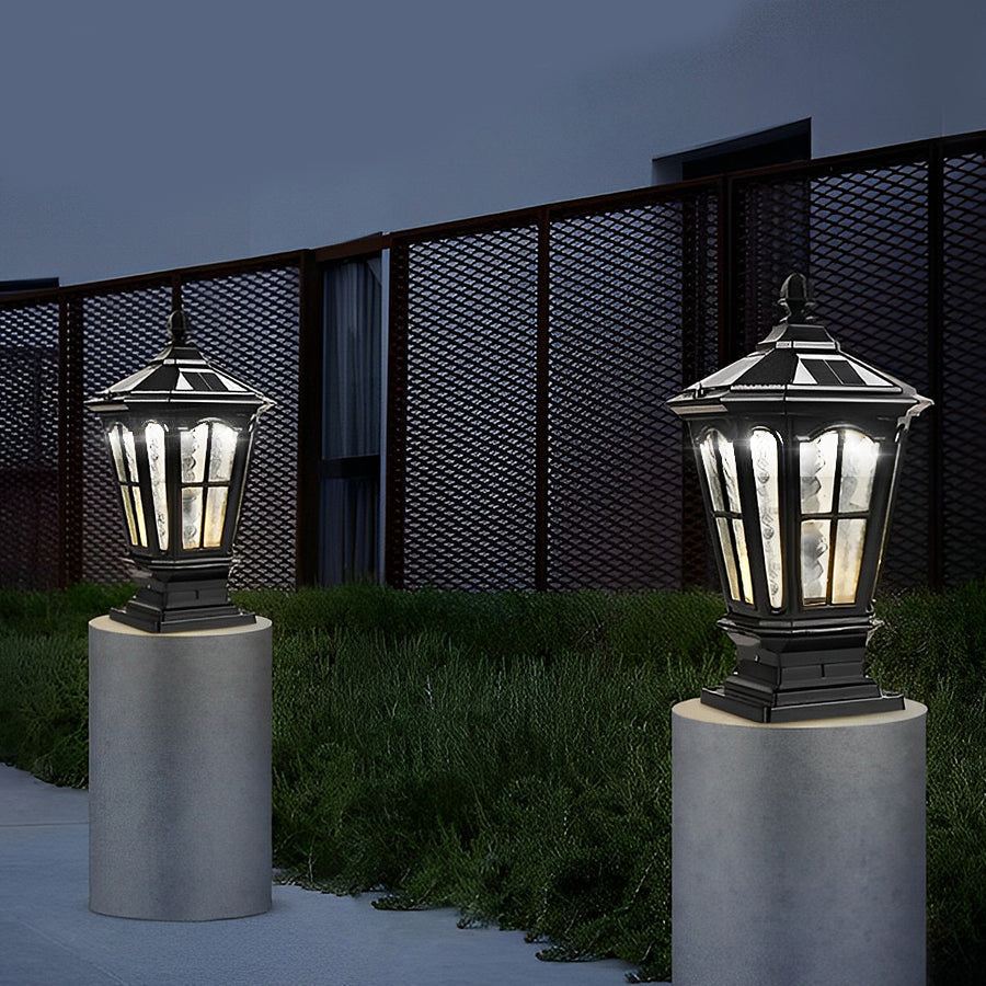 Vintage Stone LED Pillar Light Fixture for Outdoor Pavilion Spaces