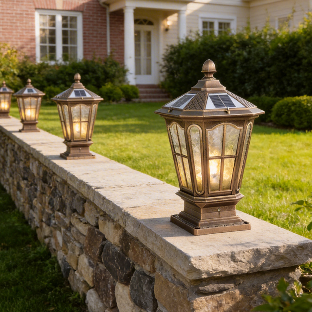 Vintage Stone LED Pillar Light Fixture for Outdoor Pavilion Spaces