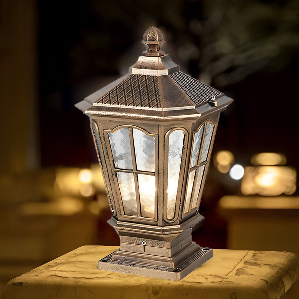 Vintage Stone LED Pillar Light Fixture for Outdoor Pavilion Spaces