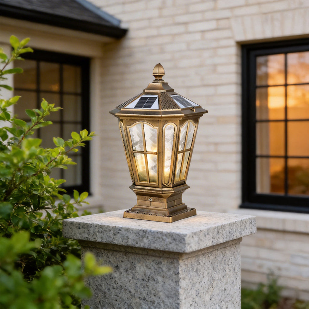 Vintage Stone LED Pillar Light Fixture for Outdoor Pavilion Spaces