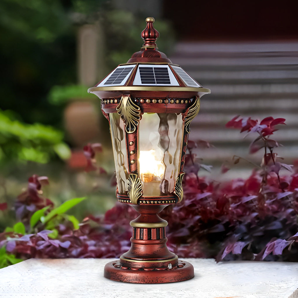 Vintage Stone-Style Aluminum Solar Post Cap Lamp for Outdoor Lighting