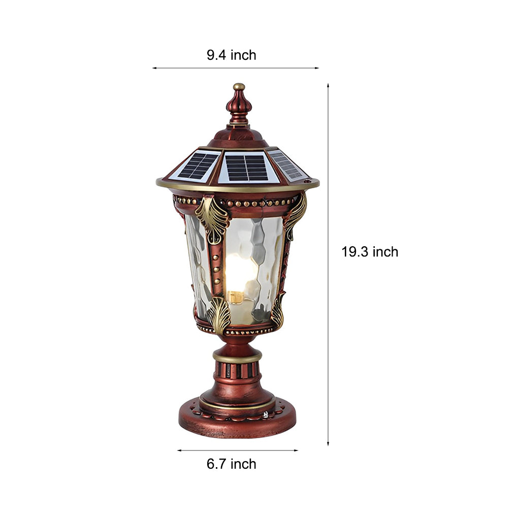 Vintage Stone-Style Aluminum Solar Post Cap Lamp for Outdoor Lighting