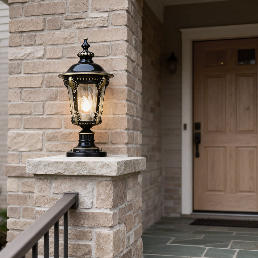 Vintage Stone-Style Aluminum Solar Post Cap Lamp for Outdoor Lighting