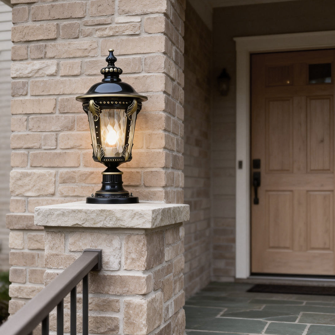 Vintage Stone-Style Aluminum Solar Post Cap Lamp for Outdoor Lighting