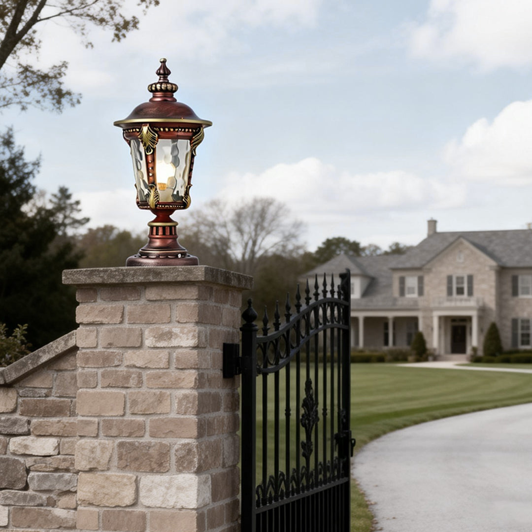 Vintage Stone-Style Aluminum Solar Post Cap Lamp for Outdoor Lighting