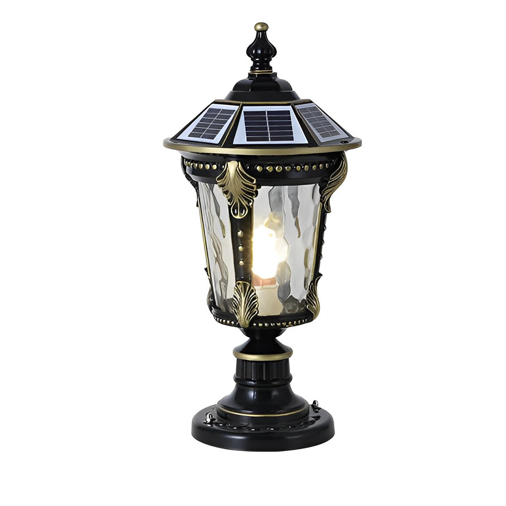Vintage Stone-Style Aluminum Solar Post Cap Lamp for Outdoor Lighting