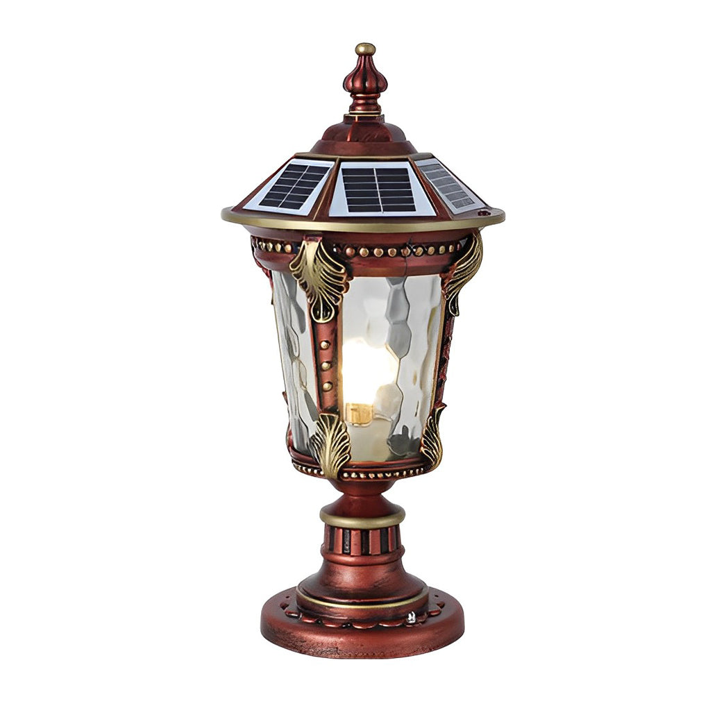 Vintage Stone-Style Aluminum Solar Post Cap Lamp for Outdoor Lighting