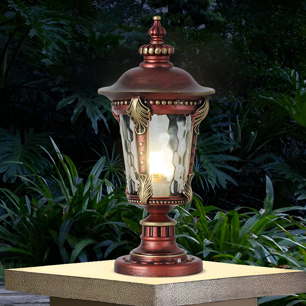 Vintage Stone-Style Aluminum Solar Post Cap Lamp for Outdoor Lighting