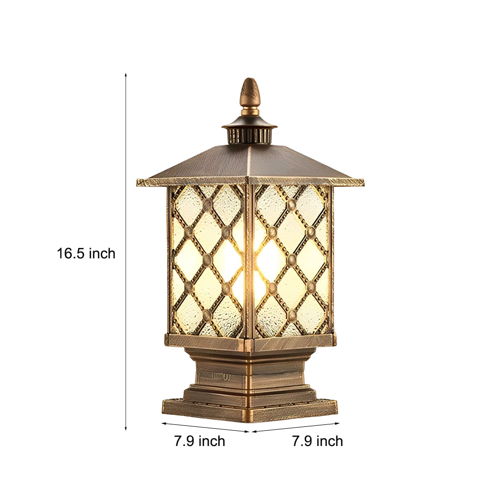Retro Waterproof Outdoor Street Light Pillar in Black Metal for Patios