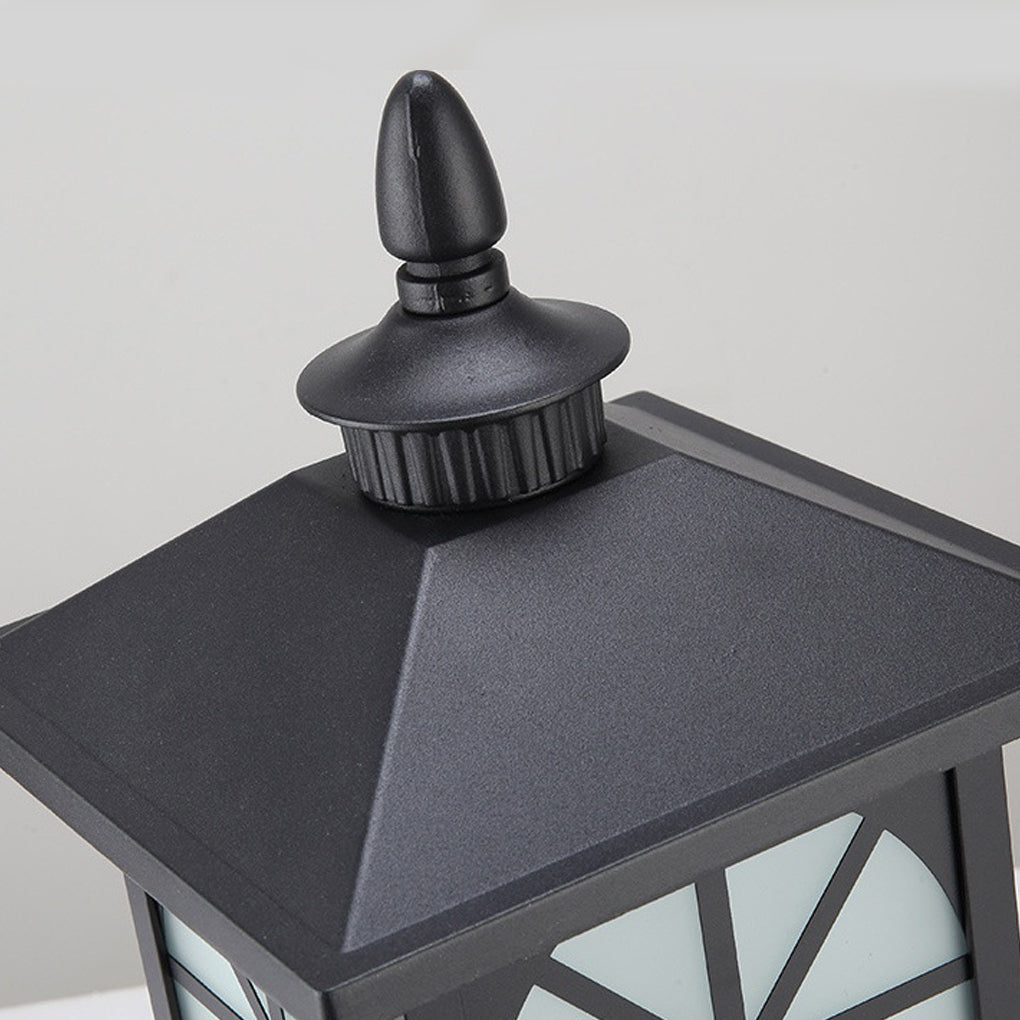 Retro Waterproof Outdoor Street Light Pillar in Black Metal for Patios