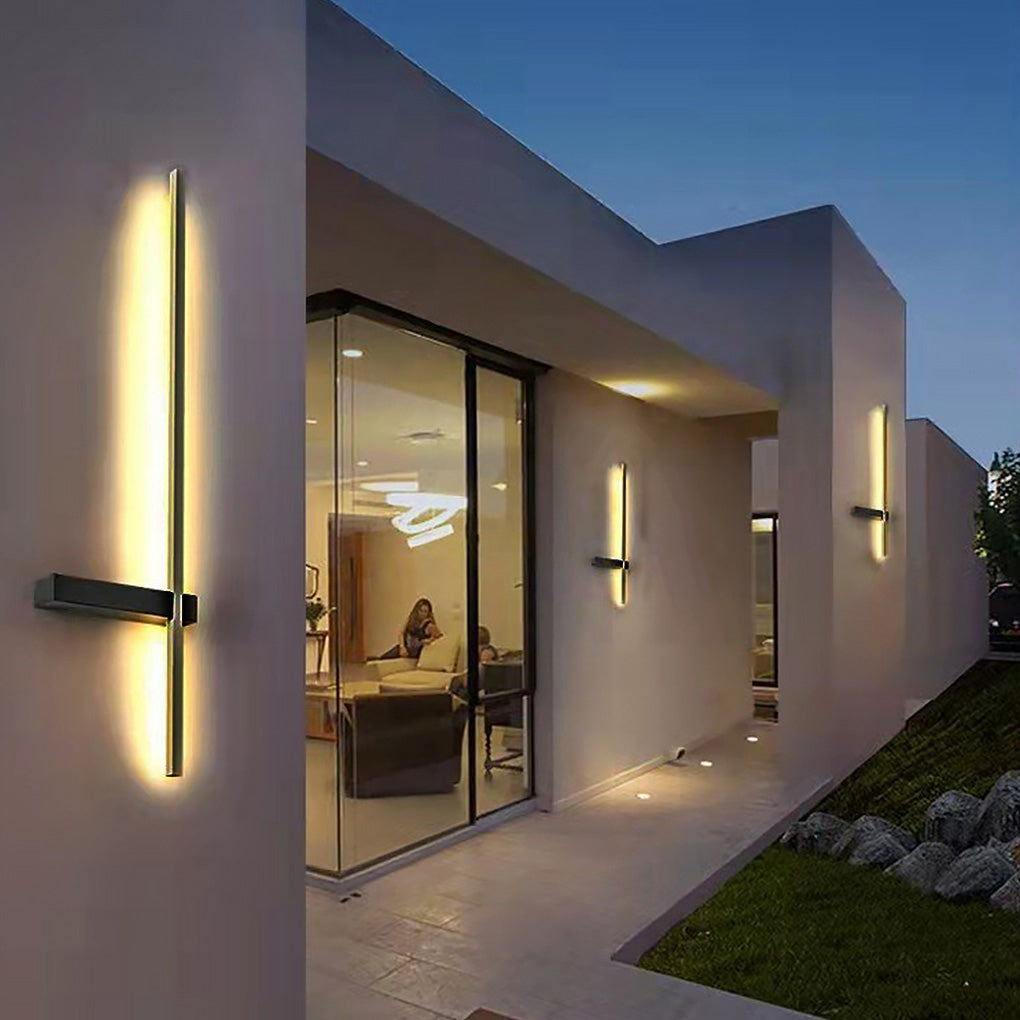 Black Waterproof Linear LED Wall Light Fixture for Modern Decor