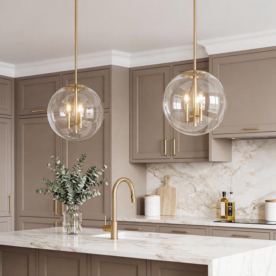 Elegant Clear Glass Globe Pendant Light for Modern Living Room Decor