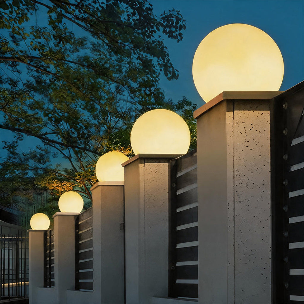 Modern Waterproof LED Moon Pillar Resin Lamp for Outdoor Garden Decor
