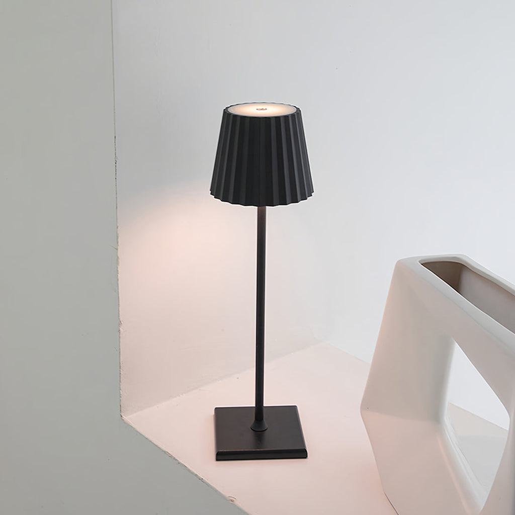 Contemporary Silver Metal Rechargeable Touch Cordless Table Lamp for Living Room