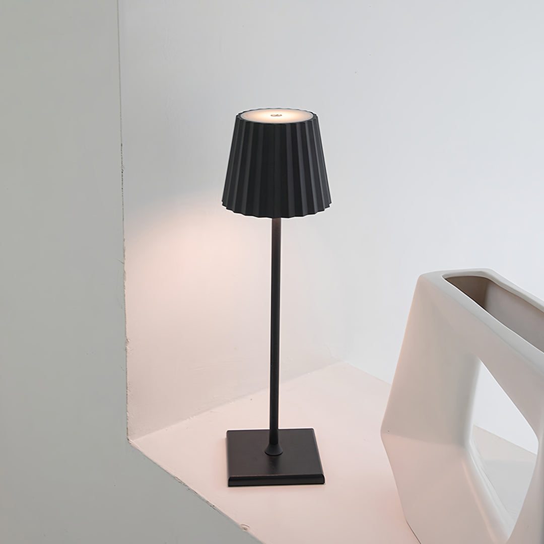 Contemporary Silver Metal Rechargeable Touch Cordless Table Lamp for Living Room