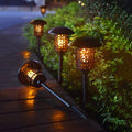 Sleek Black Solar Garden Stake Light with Flamed SMD LEDs - 22.4” Tall