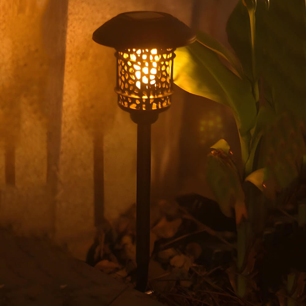 Sleek Black Solar Garden Stake Light with Flamed SMD LEDs - 22.4” Tall