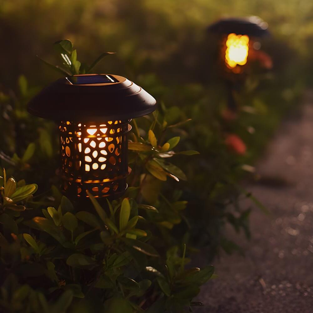 Sleek Black Solar Garden Stake Light with Flamed SMD LEDs - 22.4” Tall