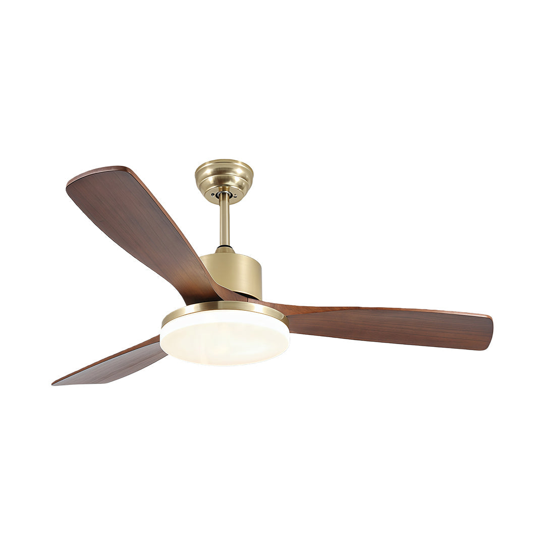 Rustic Wooden 3-Blade Ceiling Fan with Remote Control & Light for Living Room